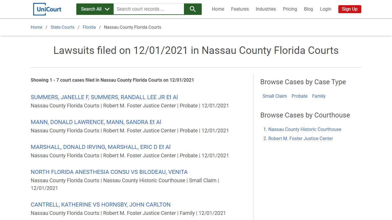 Lawsuits filed on 12/01/2021 in Nassau County Courts - (1 ...