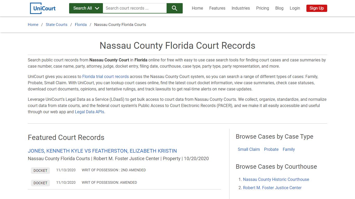 Nassau County Court Records | Florida | UniCourt